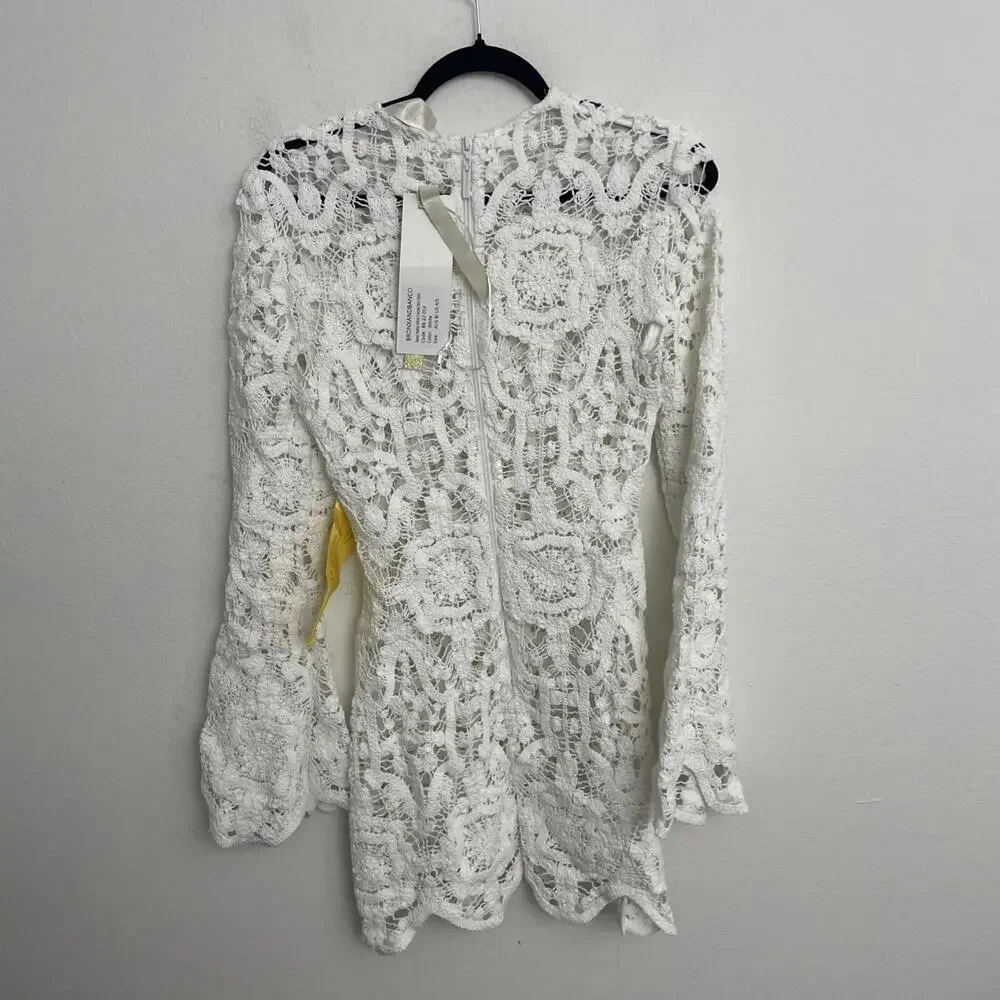 BRONX AND BANCO Marley Crochet Mini Dress WHITE SIZE S NWT $650MSRP - Picture 9 of 10